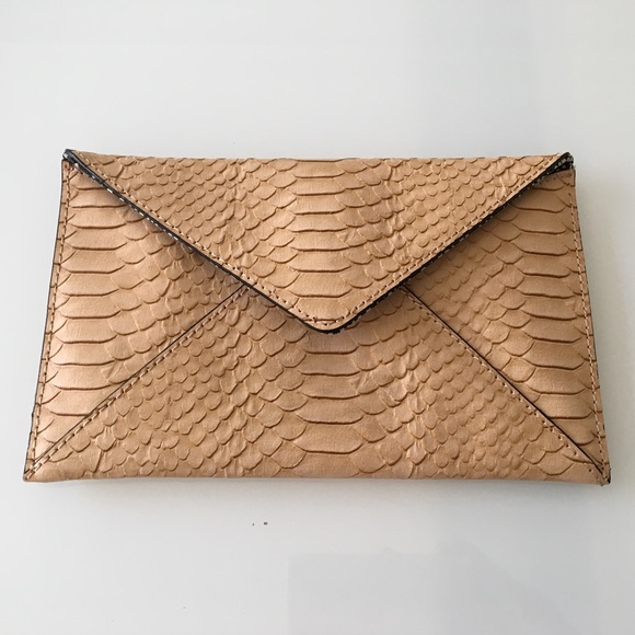 Loeffler Randall Embossed Nude Leather Clutch